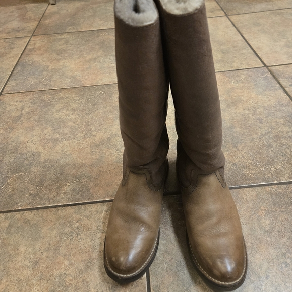 Frye Celia Leather Shearling Women's Brown Riding Boots Size 7 - Picture 5 of 9